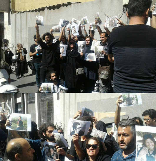 تجمع جمعی از فعالان سیاسی و مدنی در حمایت از زندانی اعتصابی سهیل عربی در مقابل مجلس10مهر96